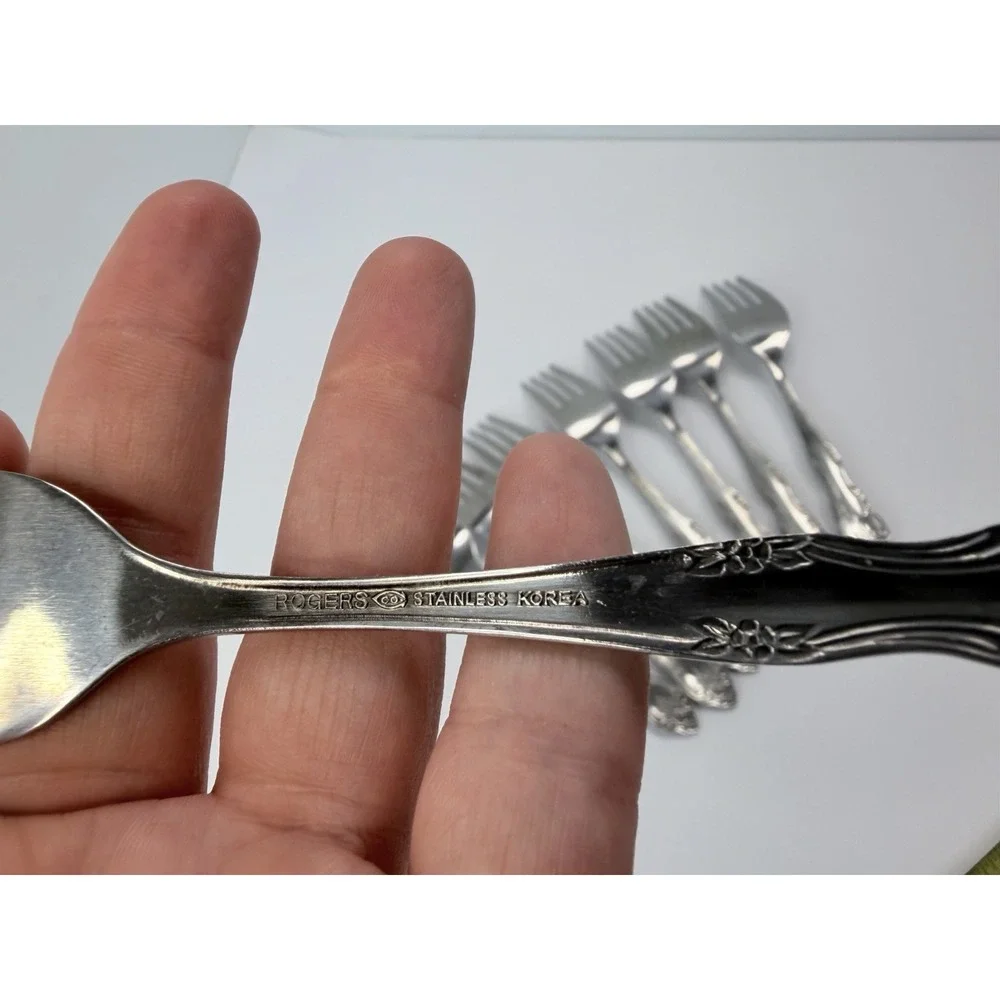 Rogers Dream Rose Salad Forks Stainless Flatware Korea Set of 8